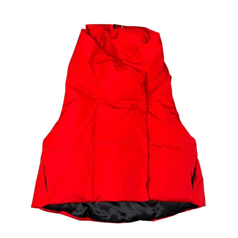Pretty Rugged Puffer Vest Women M/L Red Excellent‎ Quilted Wrap Front High Neck
